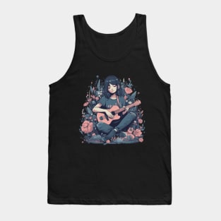 Girl in the Flowers Playing Acoustic Guitar! Tank Top